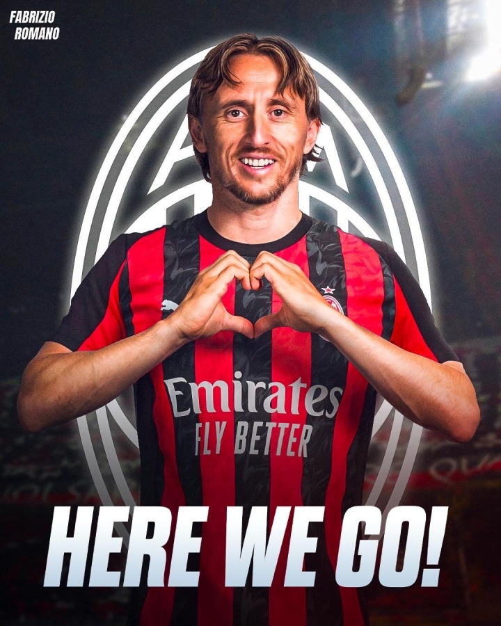 我們?nèi)?！羅曼諾：39歲的莫德里克（Modric）自由加入AC米蘭（AC Milan）